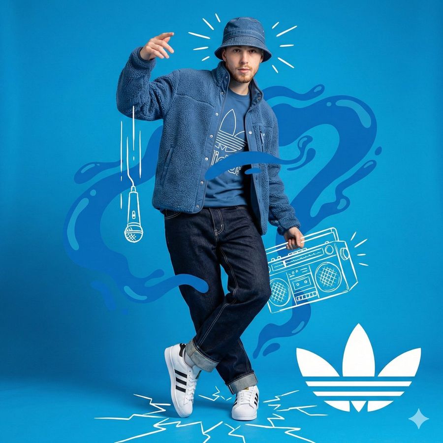 Blue Adidas Streetwear Composite Portrait Prompt Nano Banana Pro — generated with Nano Banana Pro