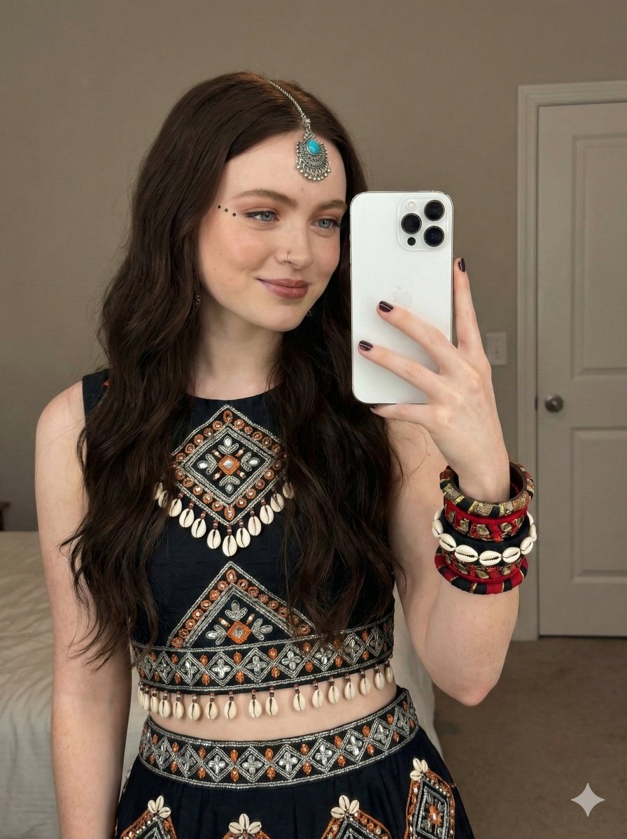 Bohemian Indian Fusion Mirror Selfie Prompt — Nano Banana Pro image prompt example