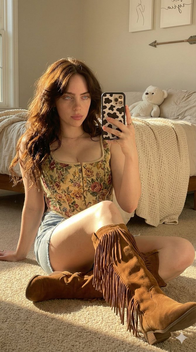 Boho Mirror Selfie Golden Hour Prompt — Nano Banana Pro image prompt example