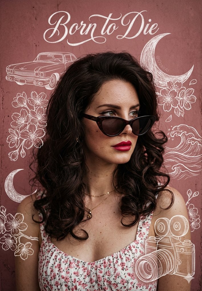 Born To Die Vintage Portrait — Nano Banana Pro image prompt example