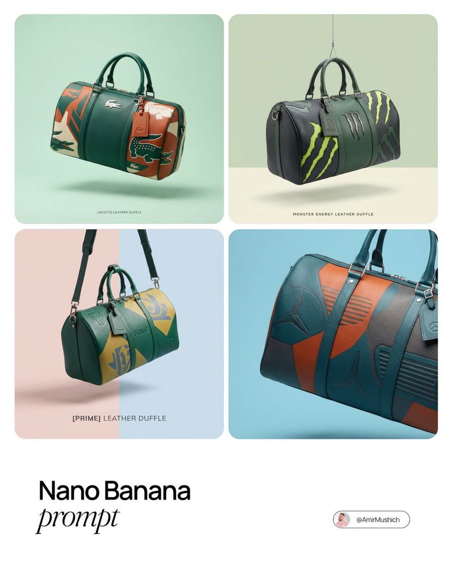 Brand To Duffle Design Conversion — Nano Banana Pro image prompt example