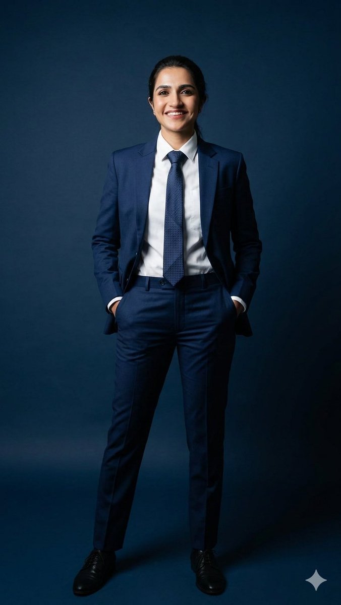 Business Woman In Navy Suit Portrait — Nano Banana Pro image prompt example