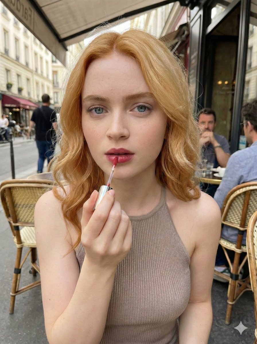 Candid Cafe Beauty Portrait Duplicate — Nano Banana Pro image prompt example