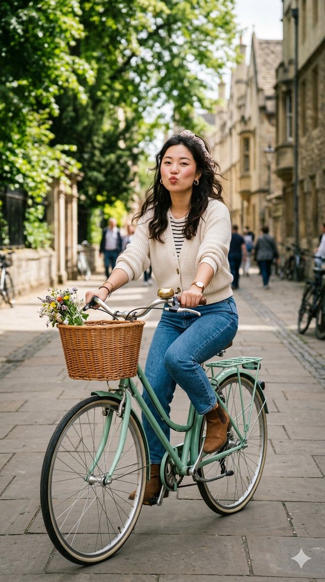 Candid European Bicycle Shot — Nano Banana Pro image prompt example