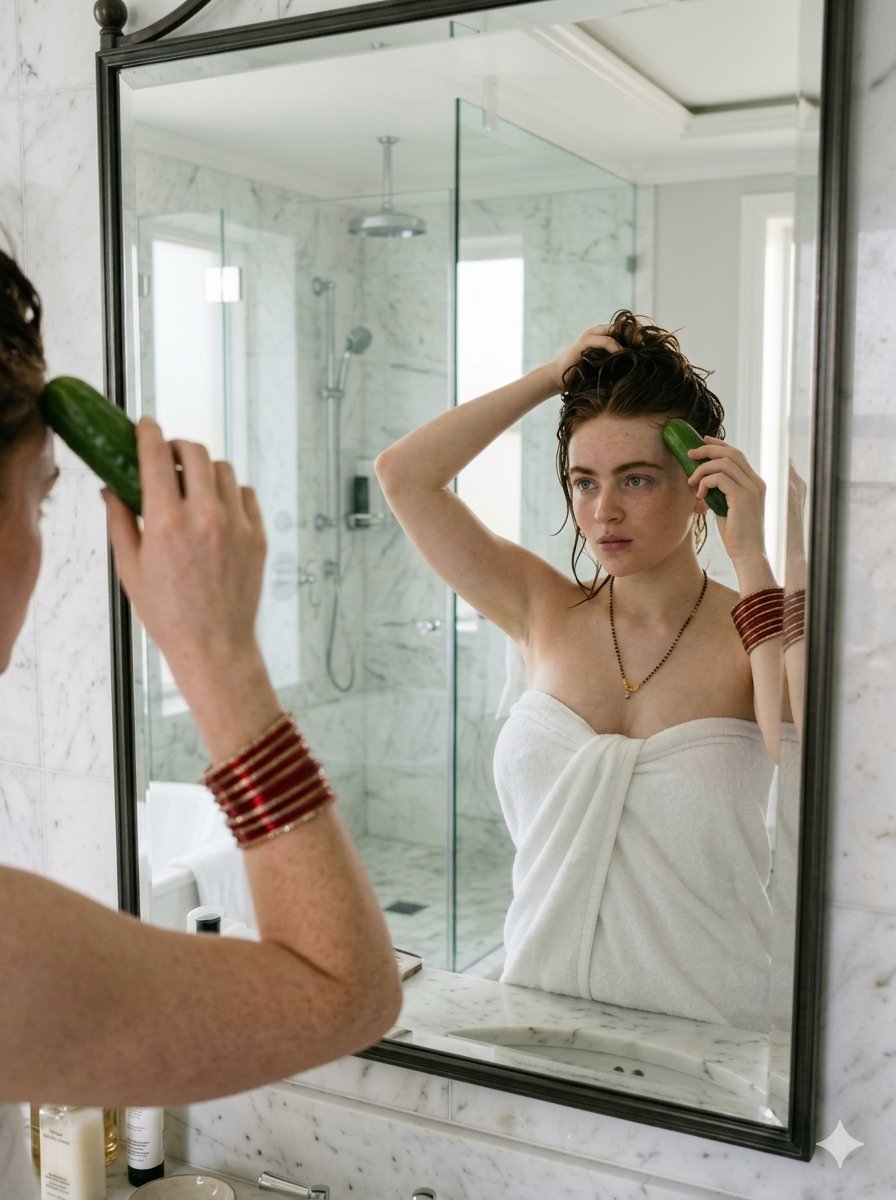Candid Mirror Reflection Lifestyle Portrait — Nano Banana Pro image prompt example