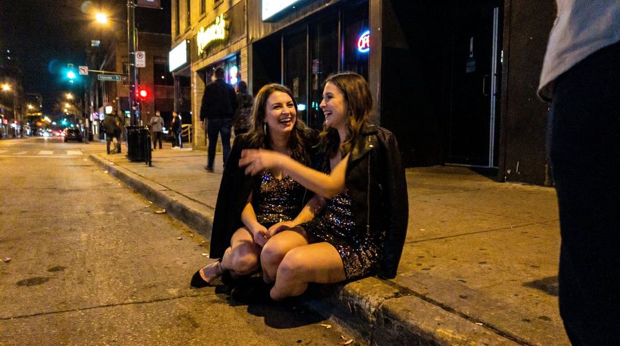 Candid Night Party Sidewalk Snapshot — Nano Banana Pro image prompt example