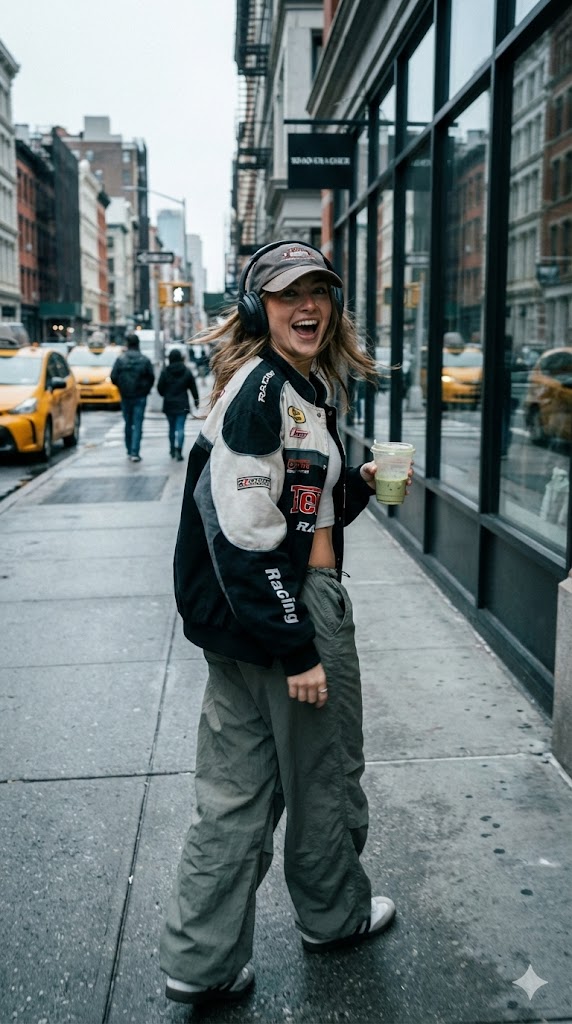 Candid Paparazzi Gen Z Street Style — Nano Banana Pro image prompt example