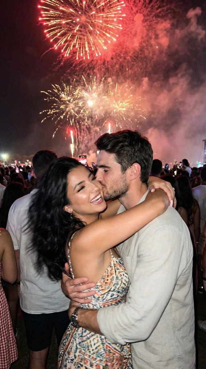 Candid Smartphone Snapshot Of Festival Kiss With Fireworks — Nano Banana Pro image prompt example