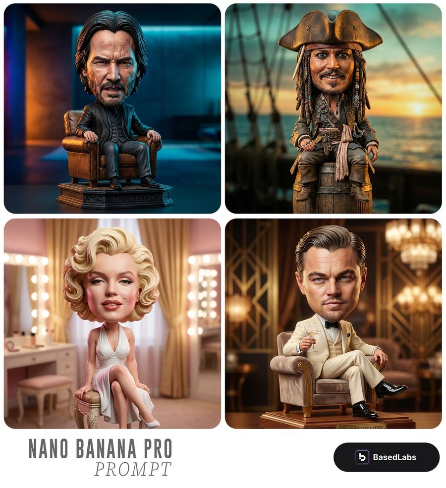 Caricature Bobblehead Figurine Prompt — Nano Banana Pro image prompt example
