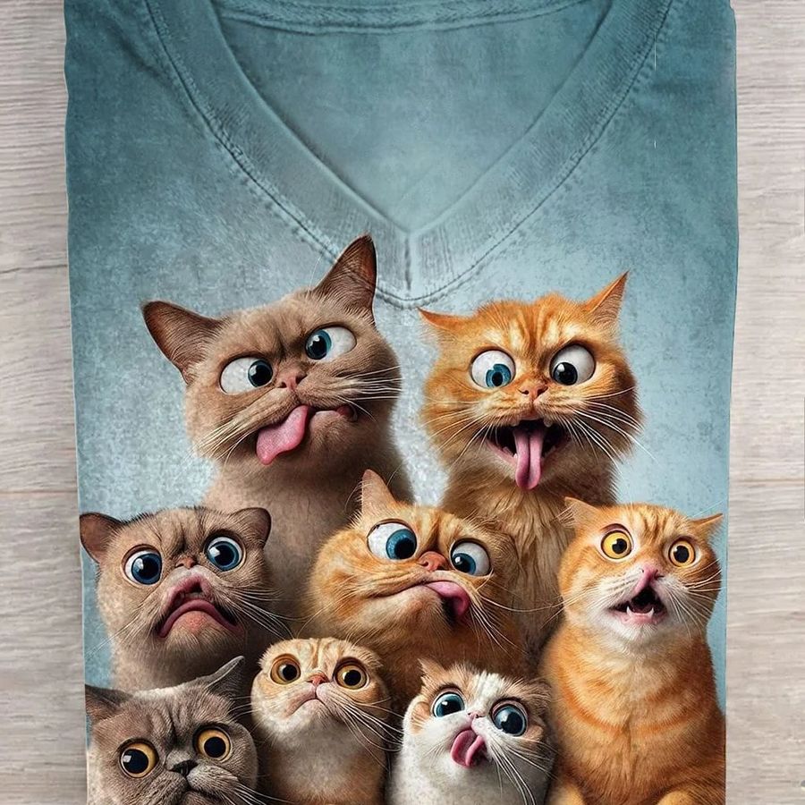 Cartoon Cat Group T Shirt Mockup — Nano Banana Pro image prompt example
