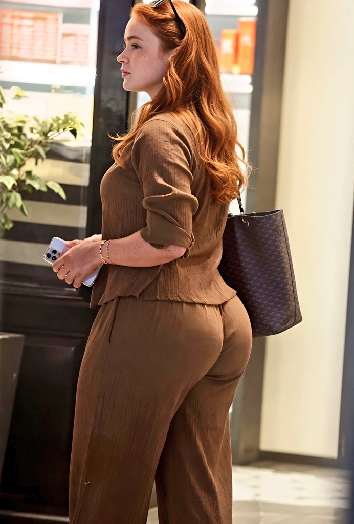 Casual Fashion Interior Red Hair — Nano Banana Pro image prompt example