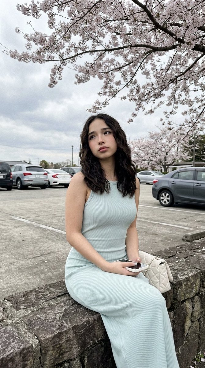 Cherry Blossom Parking Lot Portrait Prompt — Nano Banana Pro image prompt example