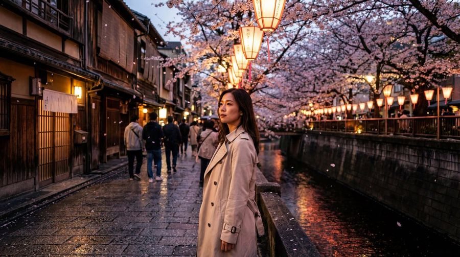 Cherry Blossoms In Nakameguro — Nano Banana Pro image prompt example