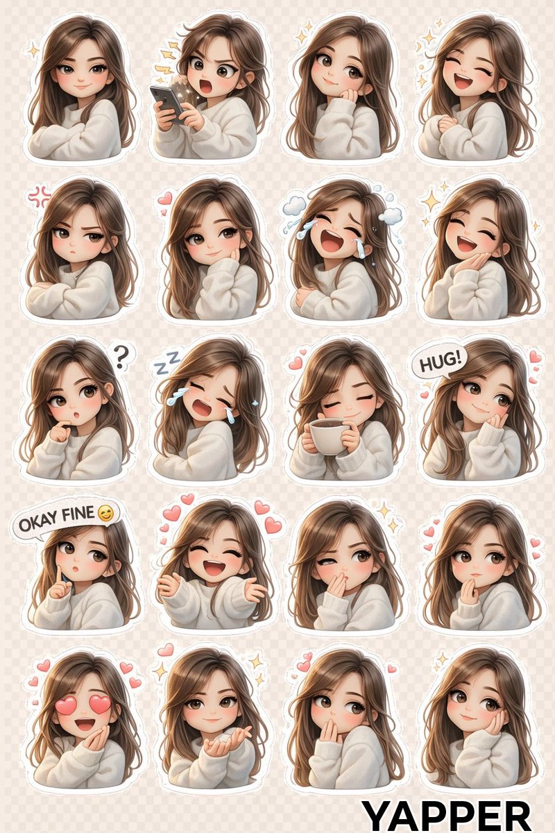 Chibi Anime Girl Sticker Sheet — Nano Banana Pro image prompt example