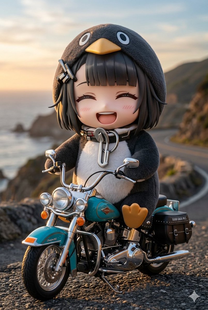 Chibi Penguin On A Motorcycle — Nano Banana Pro image prompt example