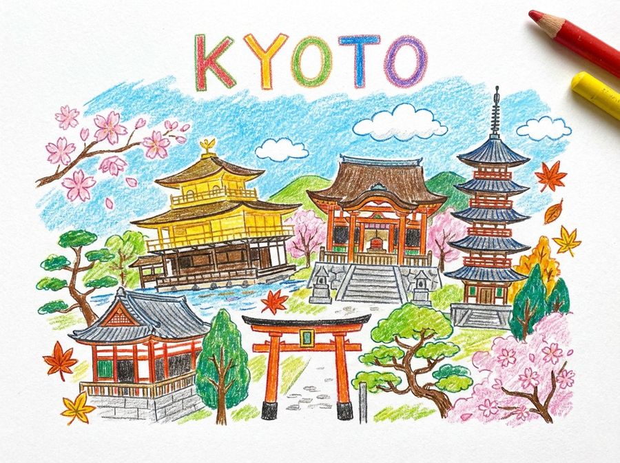 Child Like Crayon And Colored Pencil City Drawing — Nano Banana Pro image prompt example