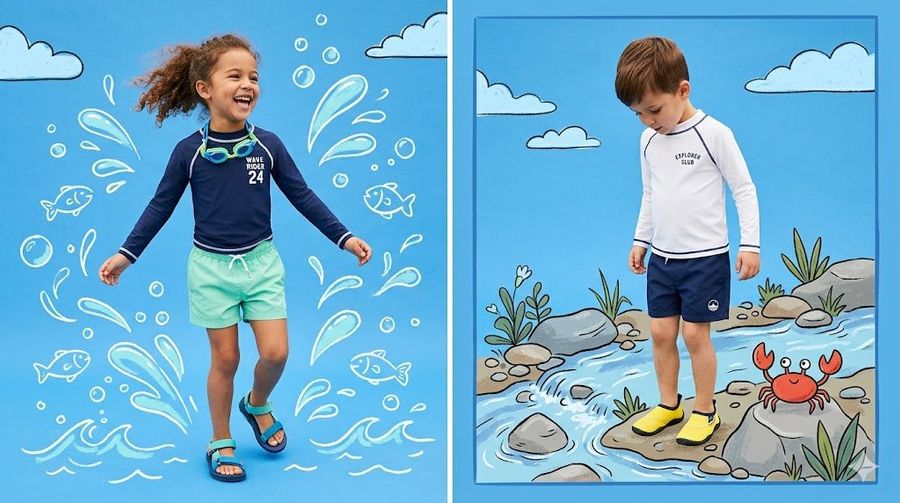 Childrens Fashion Editorial Diptych Prompt — Nano Banana Pro image prompt example