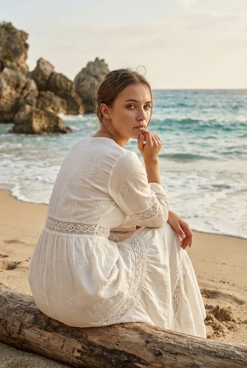 Cinematic Beach Portrait At Golden Hour — Nano Banana Pro image prompt example