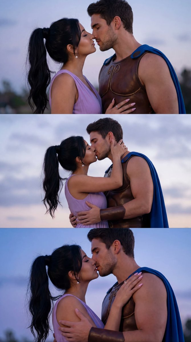 Cinematic Cosplay Romance Triptych — Nano Banana Pro image prompt example