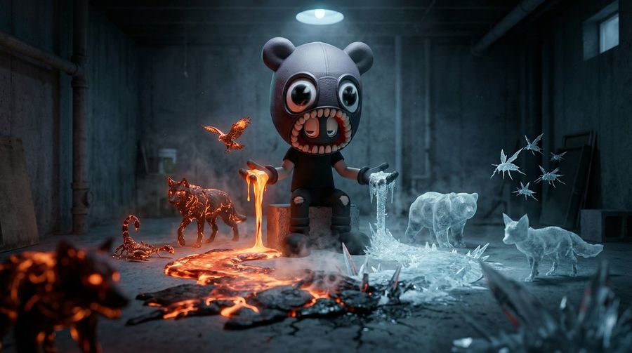 Cinematic Dark Fantasy Scene Of Elemental Collision — Nano Banana Pro image prompt example