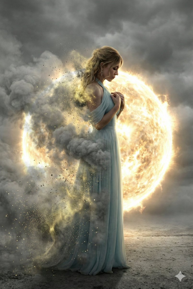 Cinematic Disintegration Effect Portrait — Nano Banana Pro image prompt example