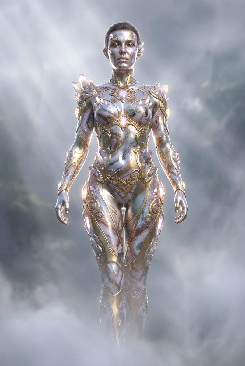 Cinematic Fantasy Silhouette Art With Metallic Skin Prompt — Nano Banana Pro image prompt example
