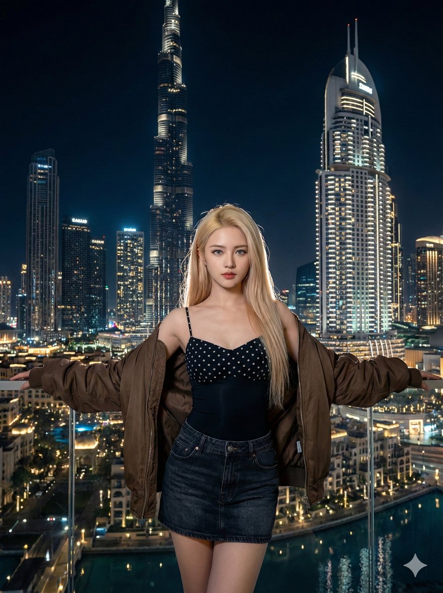 Cinematic Fashion Portrait In Dubai Prompt — Nano Banana Pro image prompt example