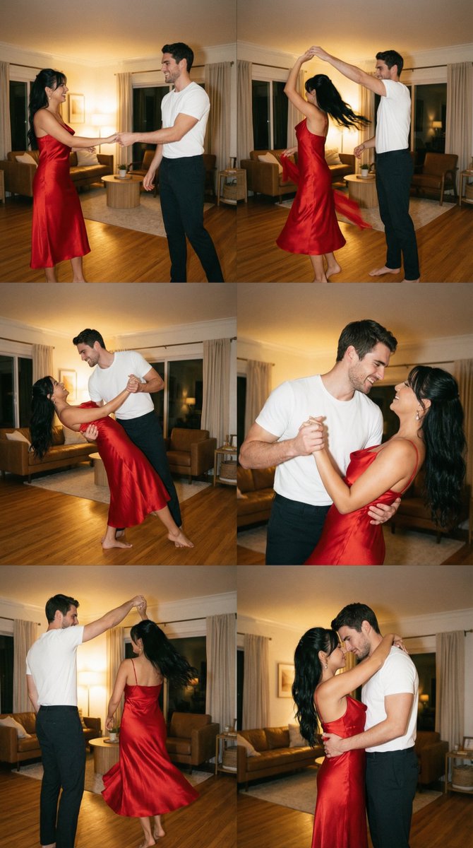 Cinematic Film Still Grid Prompt For Home Dance Sequence — Nano Banana Pro image prompt example