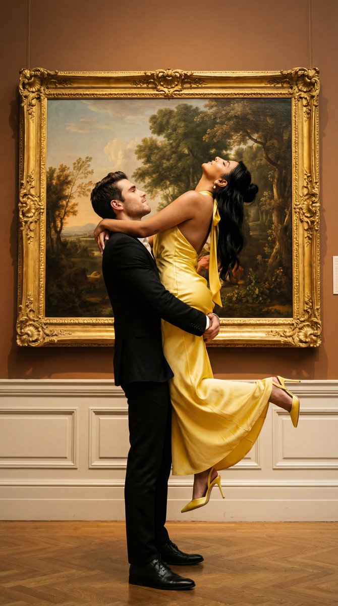 Cinematic Fine Art Couple Portrait With Reference Image Locking — Nano Banana Pro image prompt example