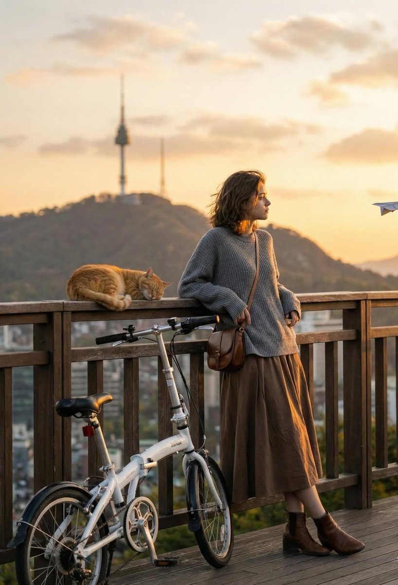 Cinematic Golden Hour City View Portrait — Nano Banana Pro image prompt example