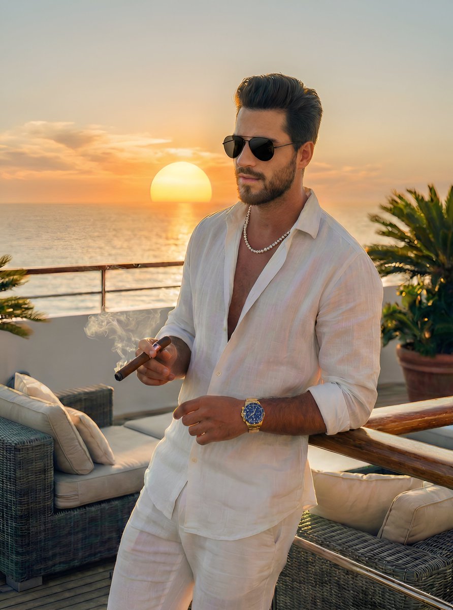 Cinematic Golden Hour Portrait On A Luxury Yacht — Nano Banana Pro image prompt example