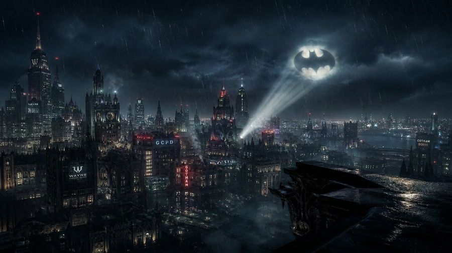 Cinematic Gotham Night Skyline — Nano Banana Pro image prompt example