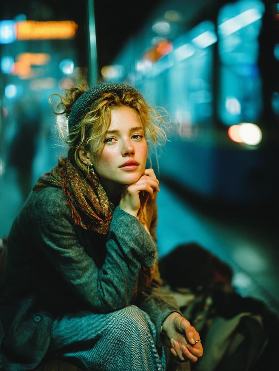 Cinematic Low Light Subway Portrait — Nano Banana Pro image prompt example
