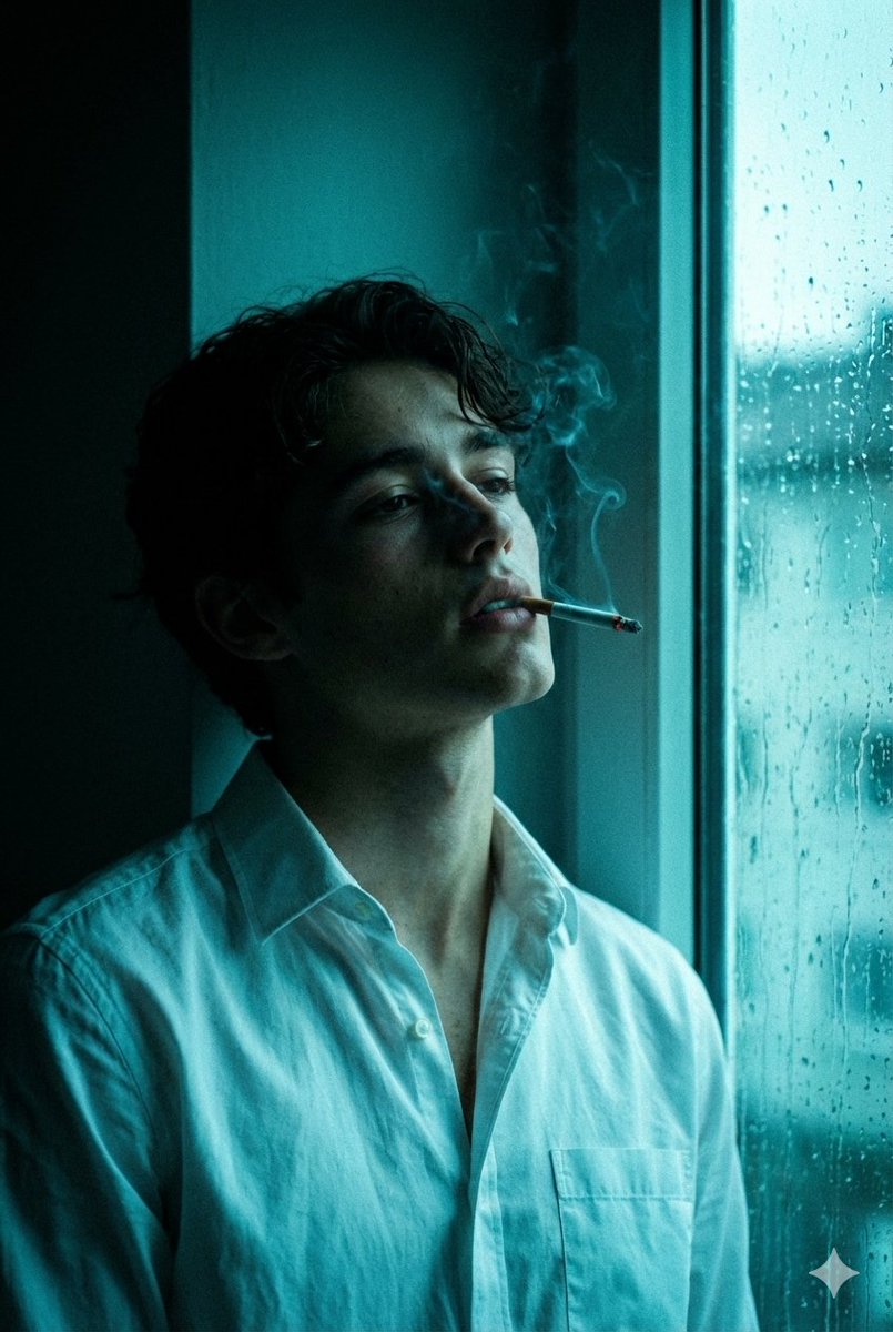 Cinematic Melancholy Portrait In Turquoise — Nano Banana Pro image prompt example