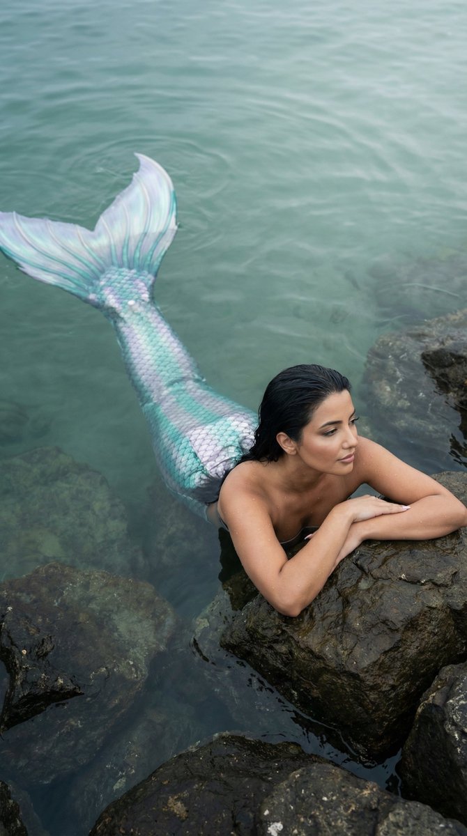 Cinematic Mermaid Portrait In Shallow Water — Nano Banana Pro image prompt example