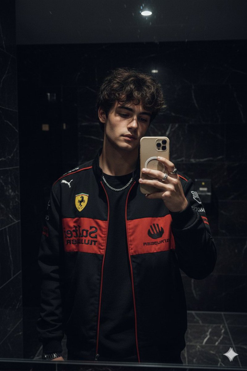 Cinematic Mirror Selfie In Dark Modern Bathroom — Nano Banana Pro image prompt example