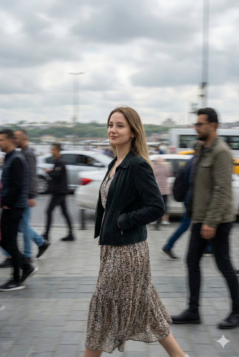 Cinematic Motion Blur Street Portrait Prompt — Nano Banana Pro image prompt example