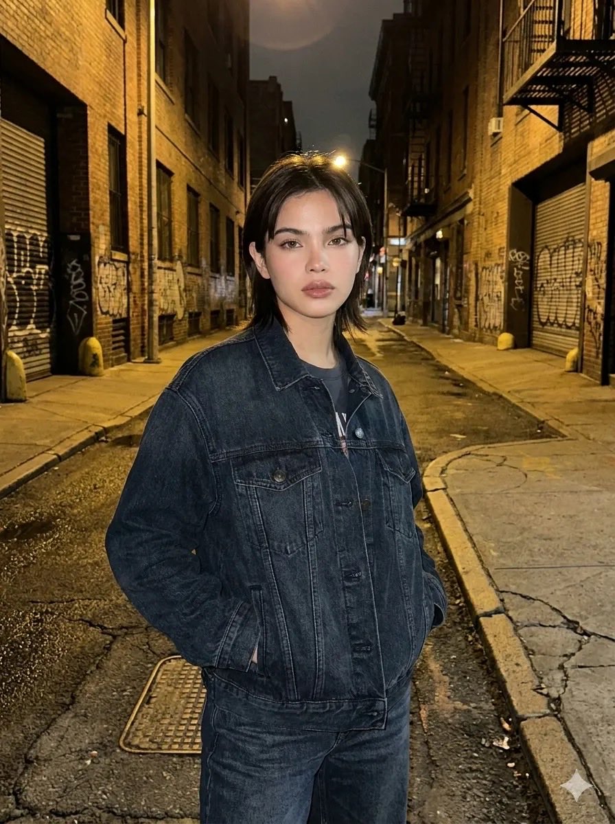 Cinematic Night Portrait City Alley — Nano Banana Pro image prompt example