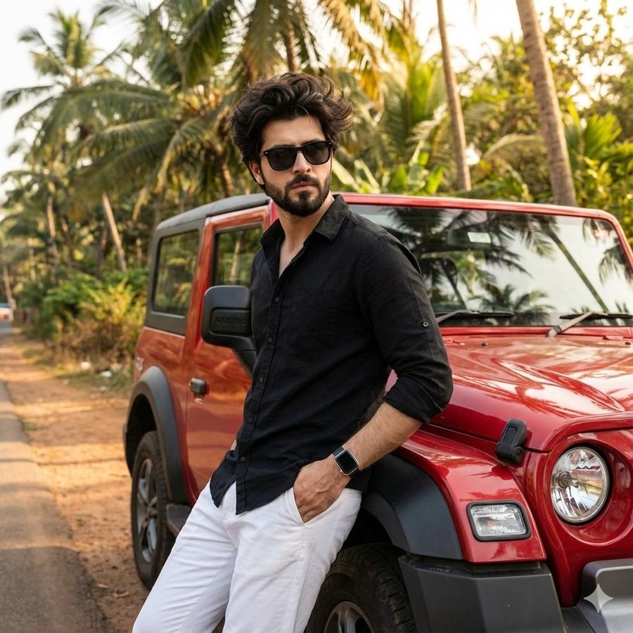 Cinematic Outdoor Lifestyle Portrait With Suv — Nano Banana Pro image prompt example