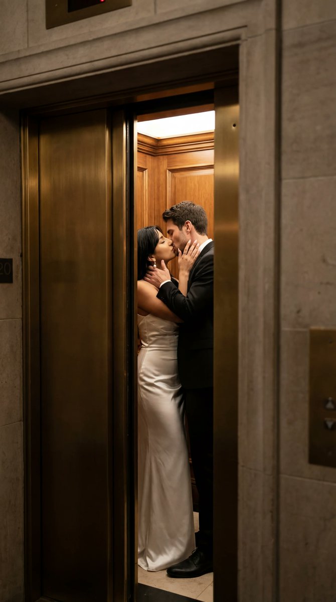 Cinematic Photoreal Elevator Kiss Scene — Nano Banana Pro image prompt example