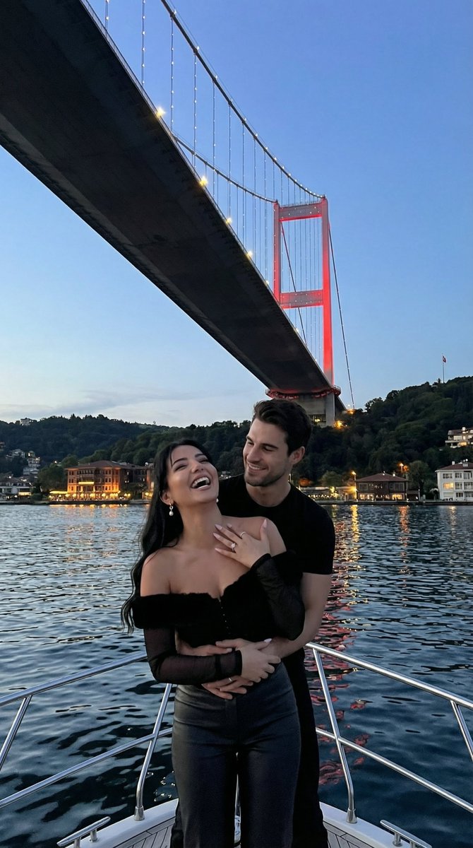 Cinematic Photoreal Romance On Bosphorus Yacht At Dusk — Nano Banana Pro image prompt example