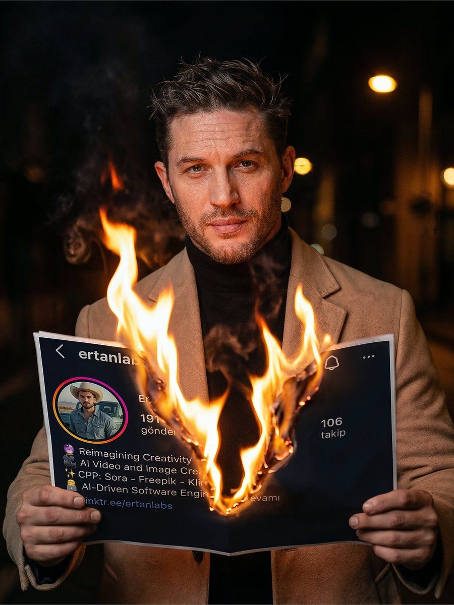 Cinematic Portrait Burning Social Media — Nano Banana Pro image prompt example