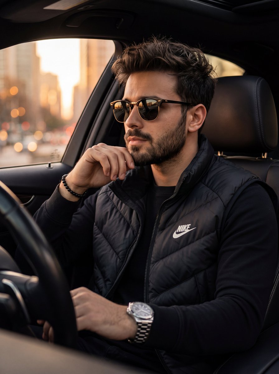 Cinematic Portrait Of A Man In A Car — Nano Banana Pro image prompt example