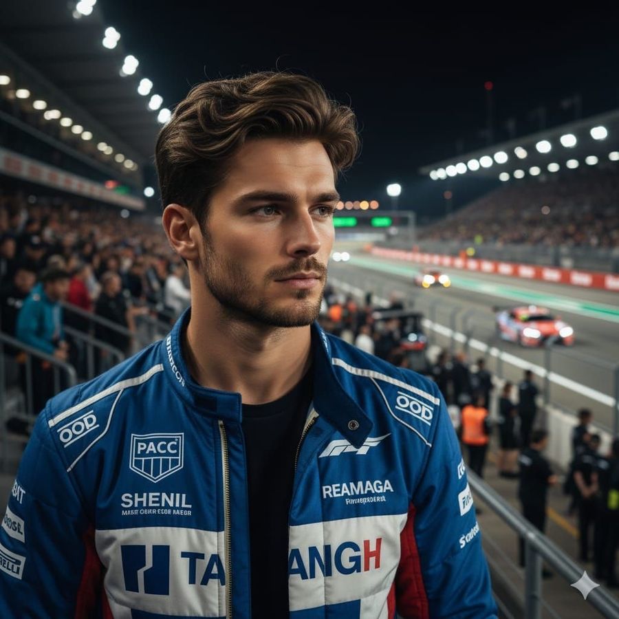 Cinematic Portrait Of A Racing Driver At Night — Nano Banana Pro image prompt example