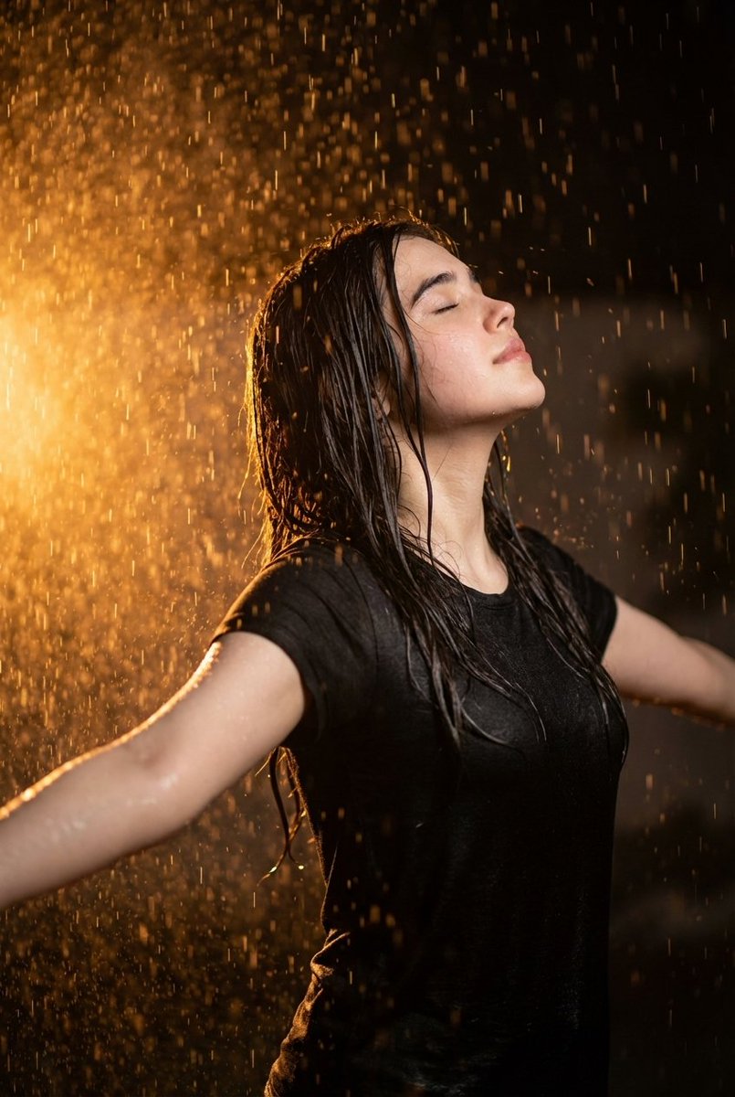 Cinematic Portrait Of Woman In Heavy Rain At Night — Nano Banana Pro image prompt example