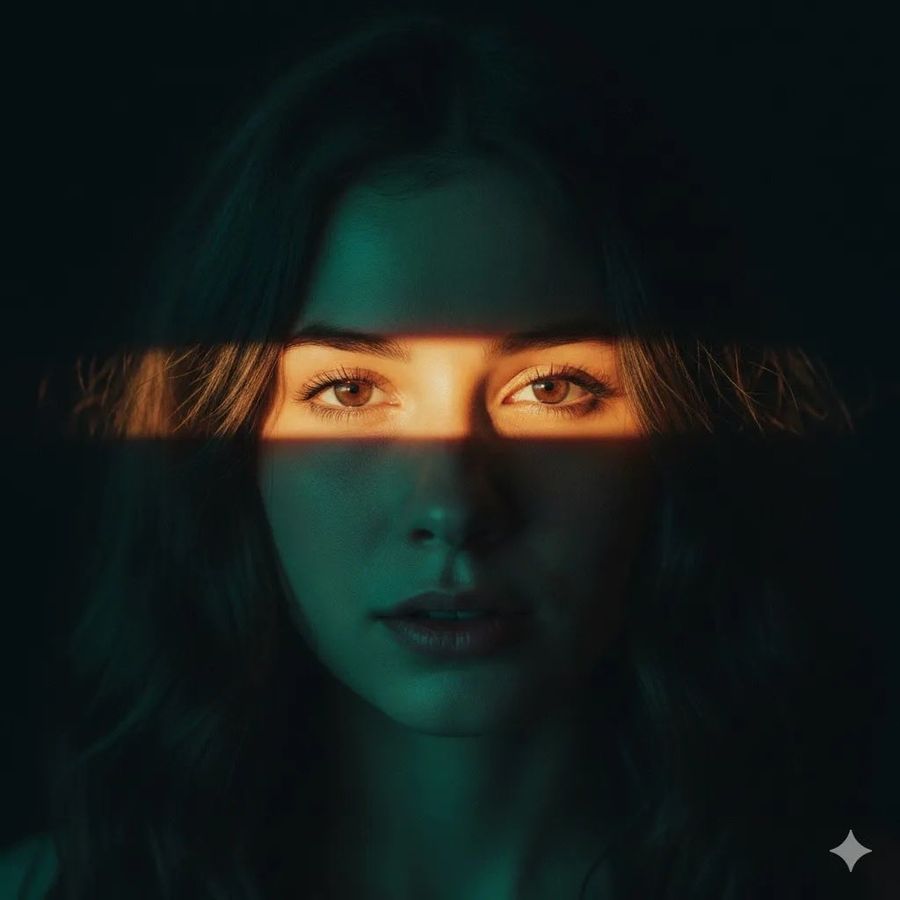 Cinematic Portrait With Dramatic Light Strip — Nano Banana Pro image prompt example