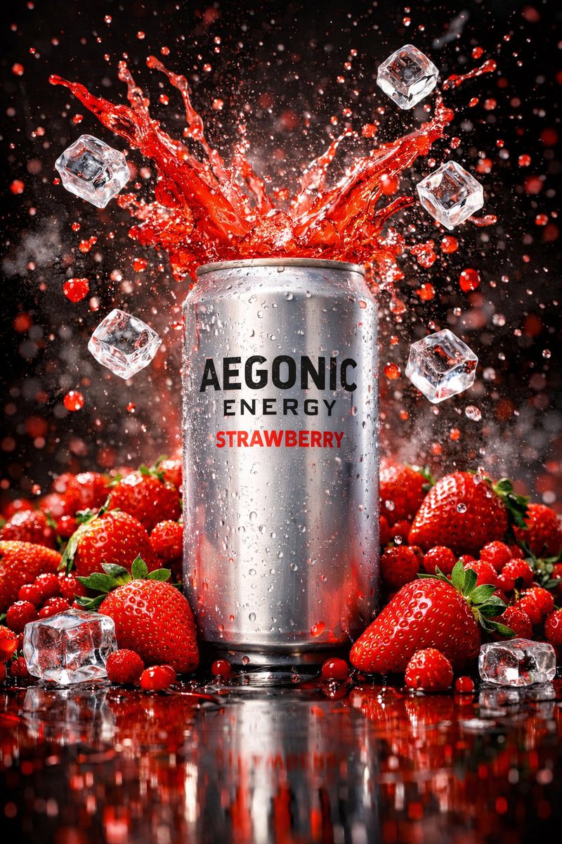 Cinematic Product Photography Prompt Strawberry Energy Drink Explosion — generated with Nano Banana Pro