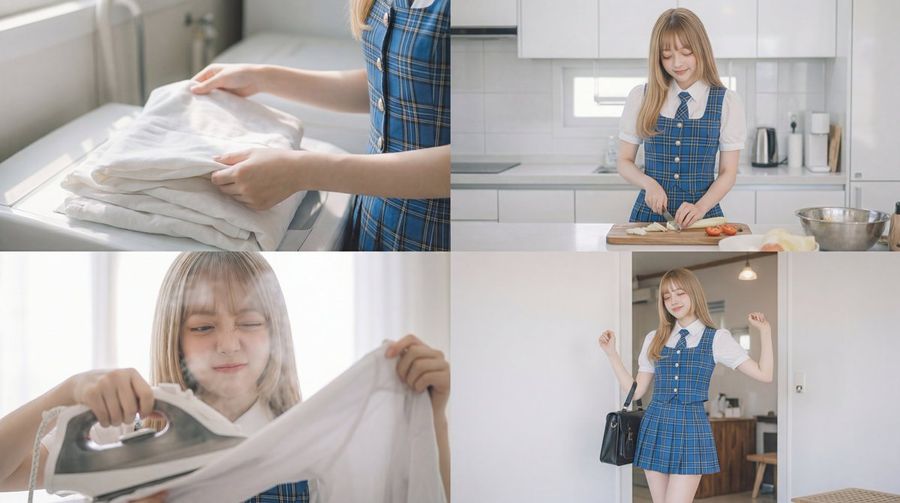 Cinematic Scene Prompt For Woman Doing Chores — Nano Banana Pro image prompt example