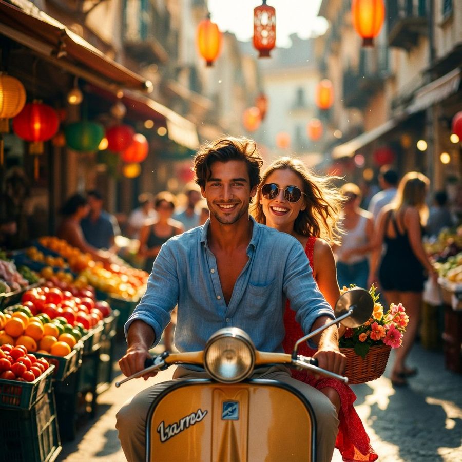 Cinematic Scooter Ride Golden Hour Prompt — Nano Banana Pro image prompt example