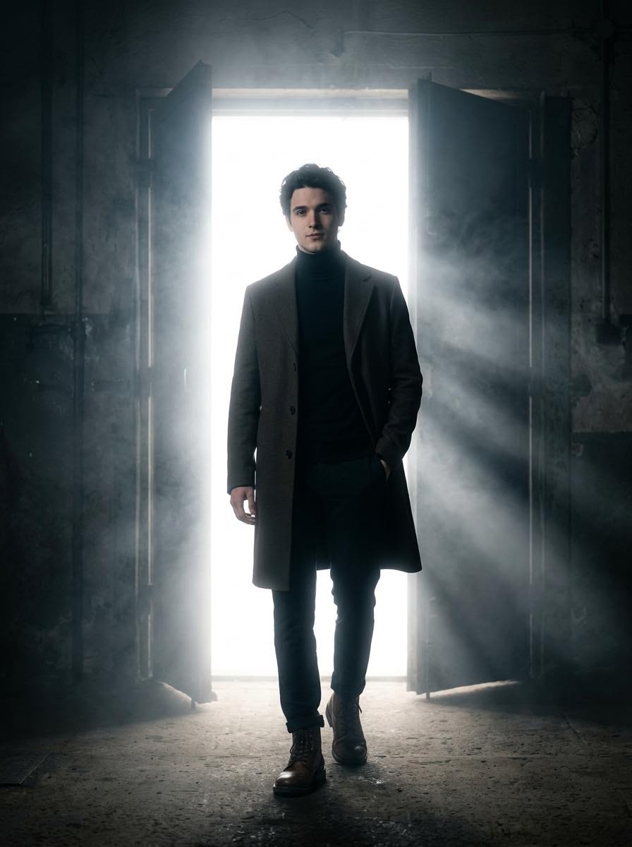 Cinematic Silhouette With Bright Doorway — Nano Banana Pro image prompt example